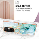 EIDERWOOD OnePlus Nord CE 3 Lite Fleksibelt Plastik Bagside Cover m. Ring Kickstand & Marmordesign - Blå / Rose Gold