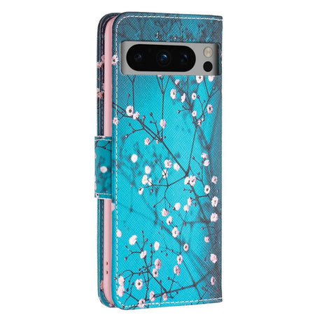 Google Pixel 8 Pro Læder Flip Cover m. Pung - Blomstring