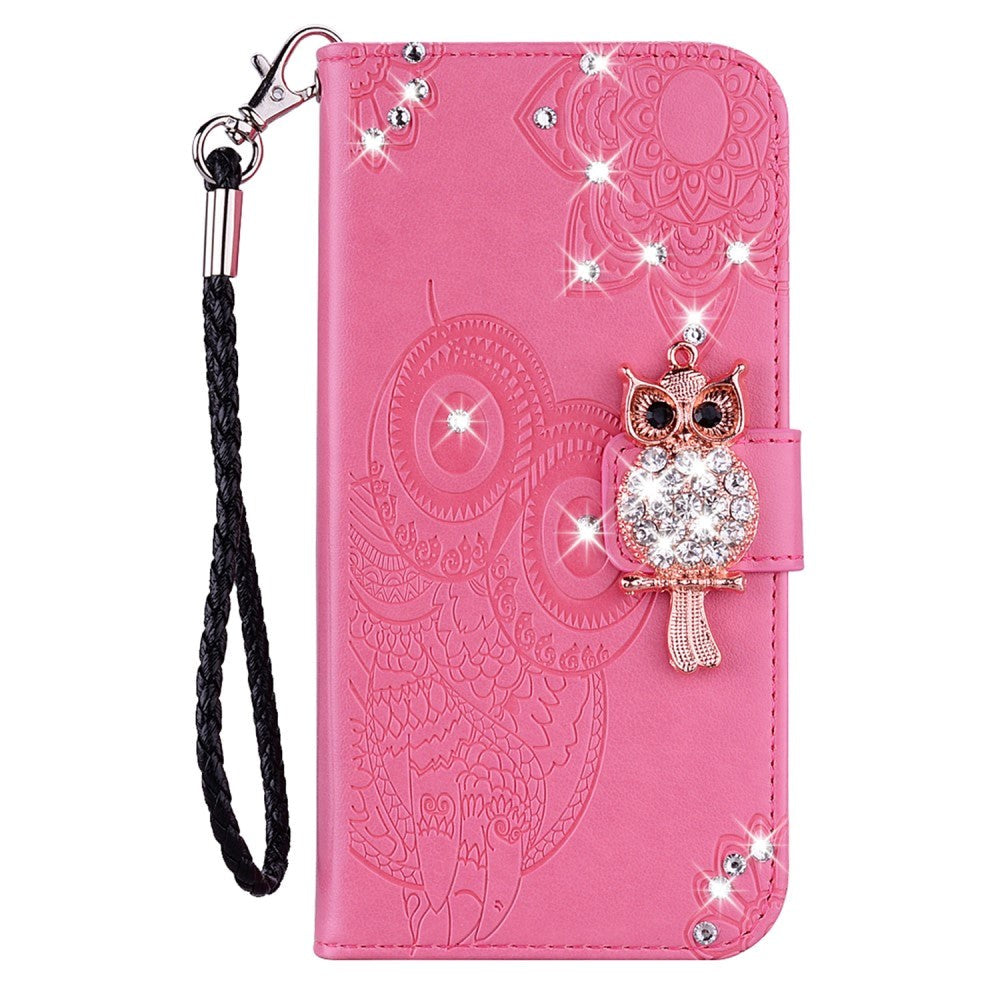 Google Pixel 8 Rhinsten Flip Cover m. Pung - Pink