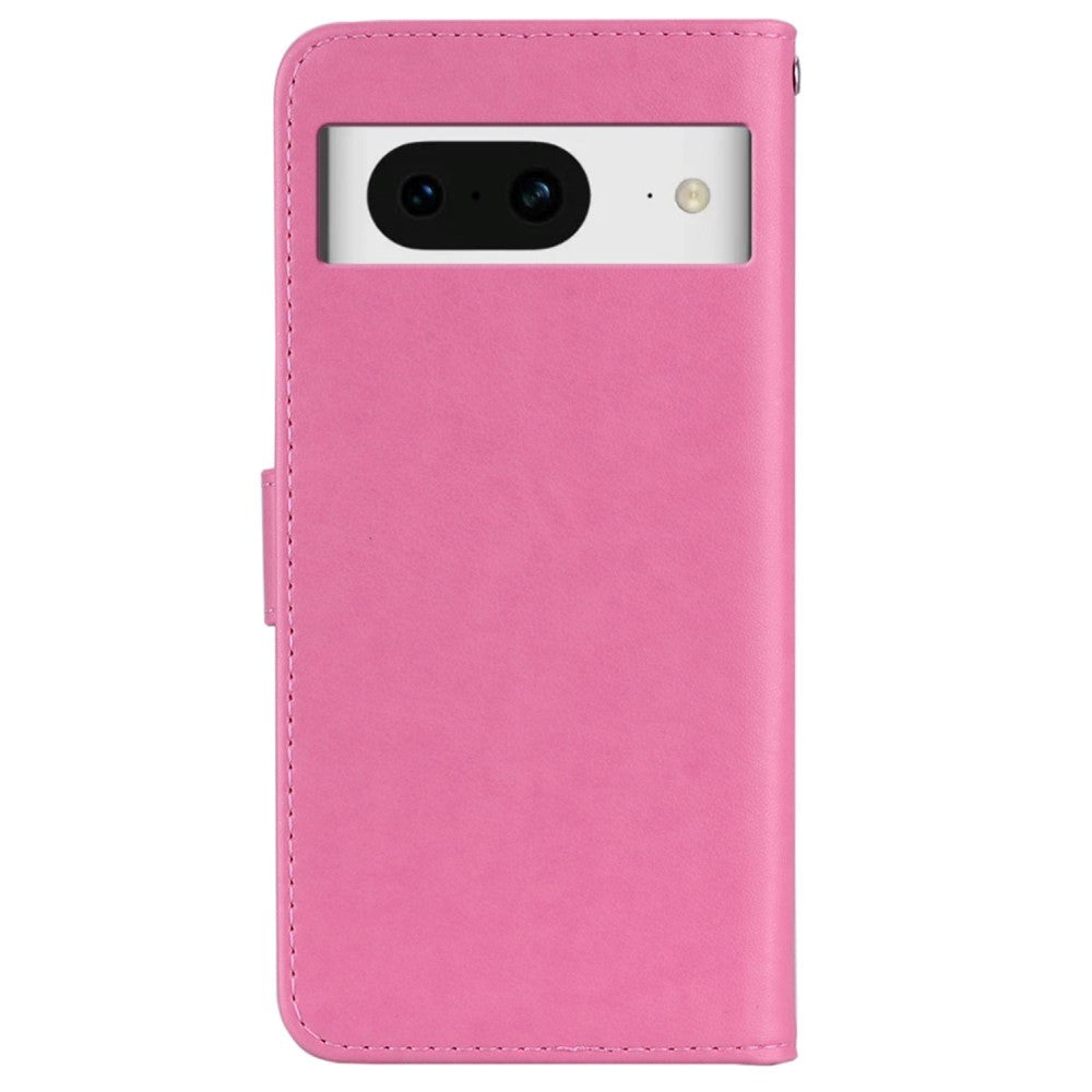 Google Pixel 8 Rhinsten Flip Cover m. Pung - Pink