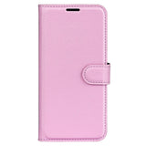 iPhone 15 Pro Max Litchi Læder Flip Cover m. Pung - Rosa