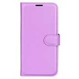 iPhone 15 Pro Litchi Læder Flip Cover m. Pung - Lilla