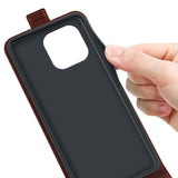 iPhone 15 Pro Vertikalt Læder Flip Cover m. Kortholder - Brun