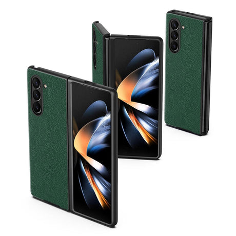 Samsung Galaxy Z Fold5 5G Læderbetrukket Litchi Bagside Cover - Grøn