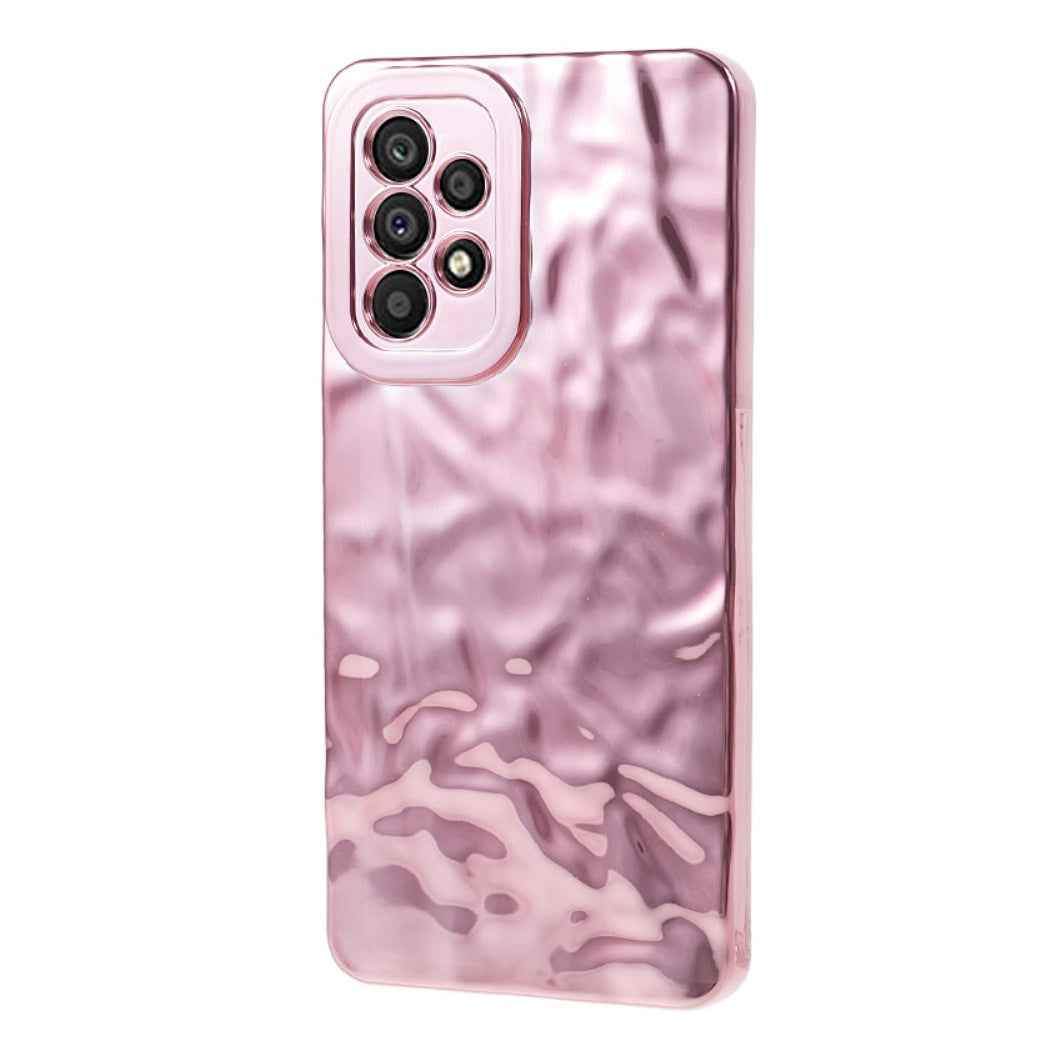 Samsung Galaxy A52s (5G) / A52 (4G / 5G) Skinnende Fleksibel Plastik Bagside Cover - Bølget Design - Rose Gold