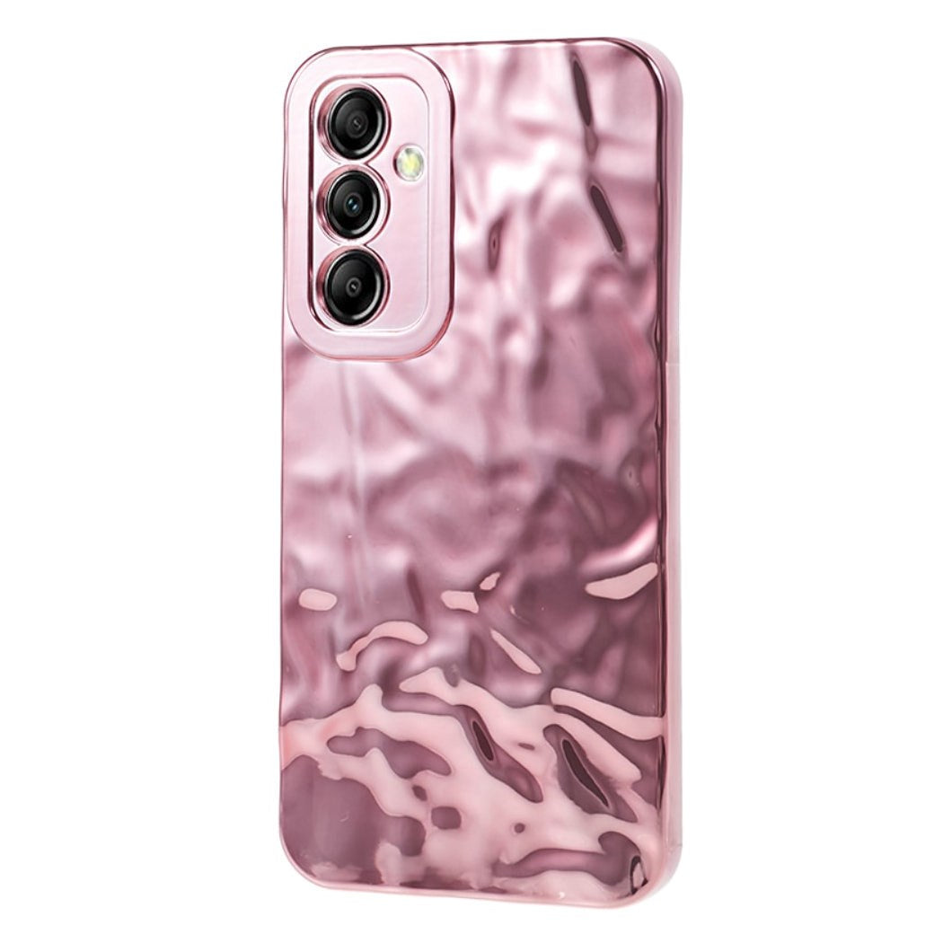 Samsung Galaxy A24 Skinnende Fleksibel Plastik Bagside Cover - Bølget Design - Rose Gold