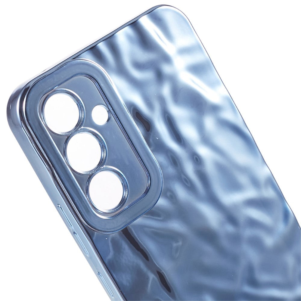 Samsung Galaxy A14 (5G) Skinnende Fleksibel Plastik Bagside Cover - Bølget Design - Blå