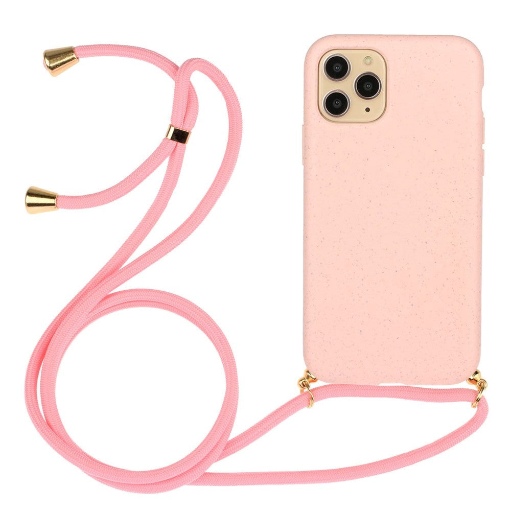 iPhone 15 Pro Max Fleksibelt Plastik Bagside Cover m. Snor / Strop - Pink