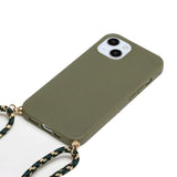 iPhone 15 Plus Fleksibelt Plastik Bagside Cover m. Snor / Strop - Army Grøn