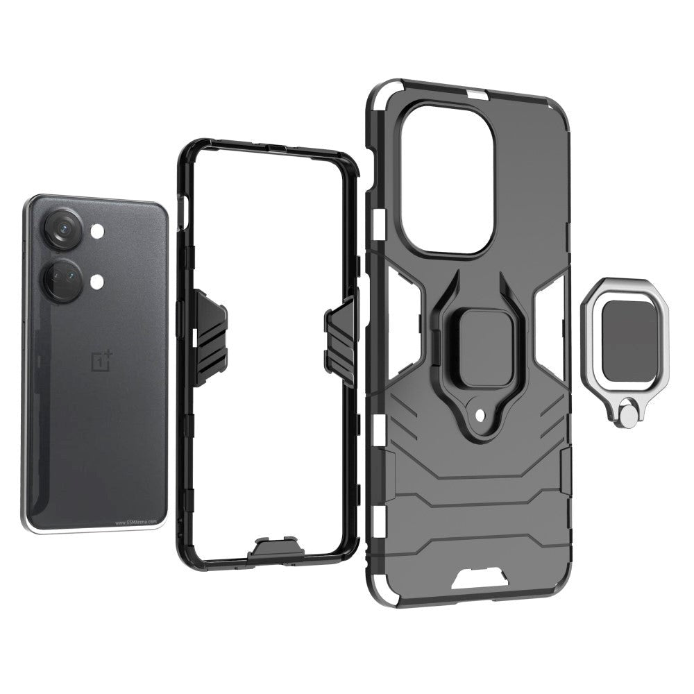 OnePlus Nord 3 (5G) Hybrid Håndværker Bagside Cover m. Magnetisk Kickstand - Sort