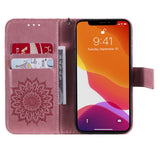 iPhone 15 Læder Flip Cover m. Pung og Strop - Mandala Blomst - Lyserød