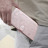 iPhone 15 Pro Læder Flip Cover m. Pung & Strop - Kat Indgravering - Rose Gold