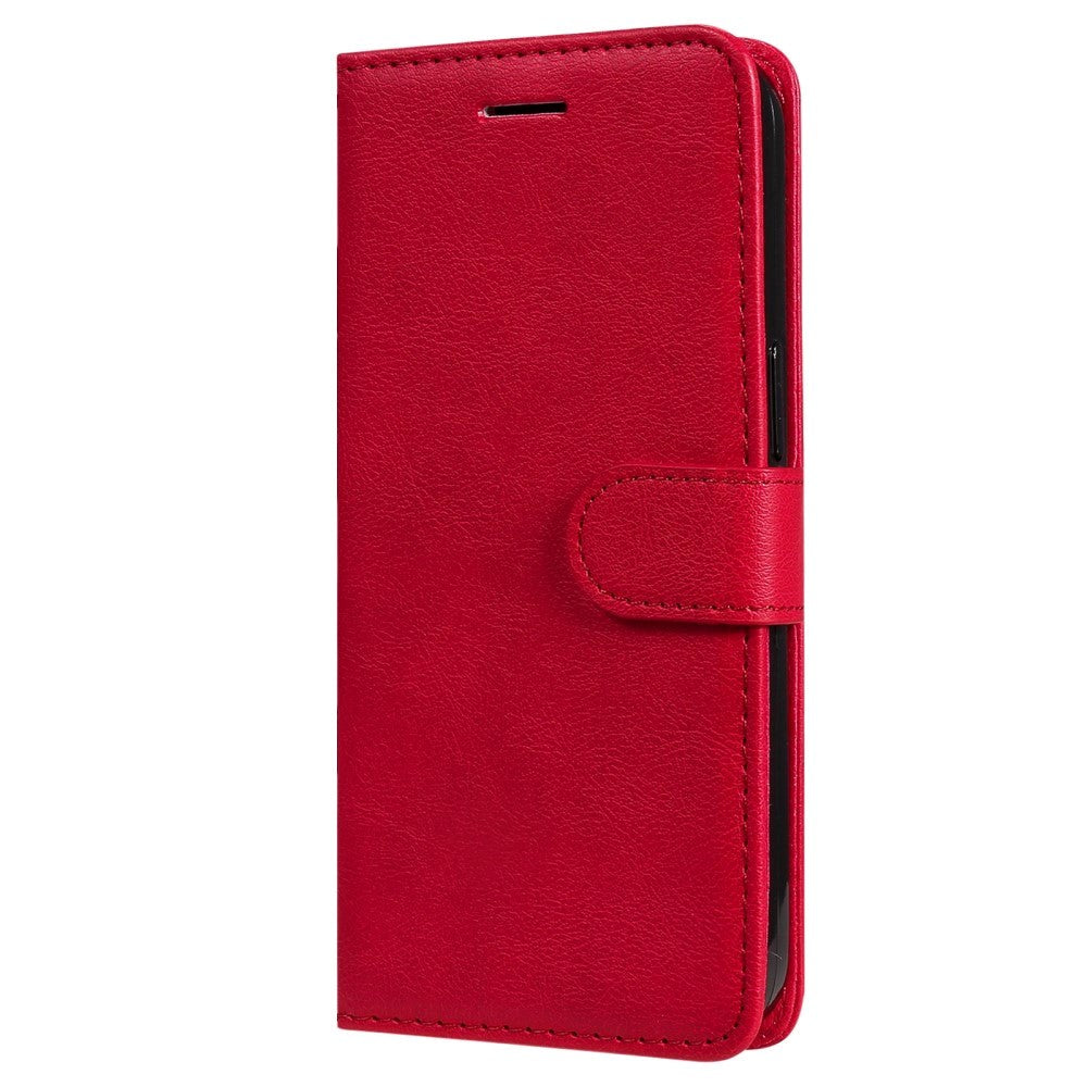 iPhone 15 Plus Læder Flip Cover m. Pung og Strop - Rød