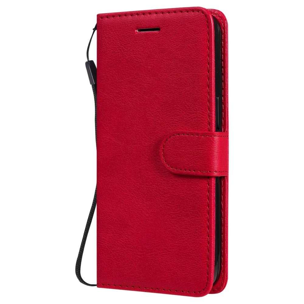 iPhone 15 Læder Flip Cover m. Pung og Strop - Rød