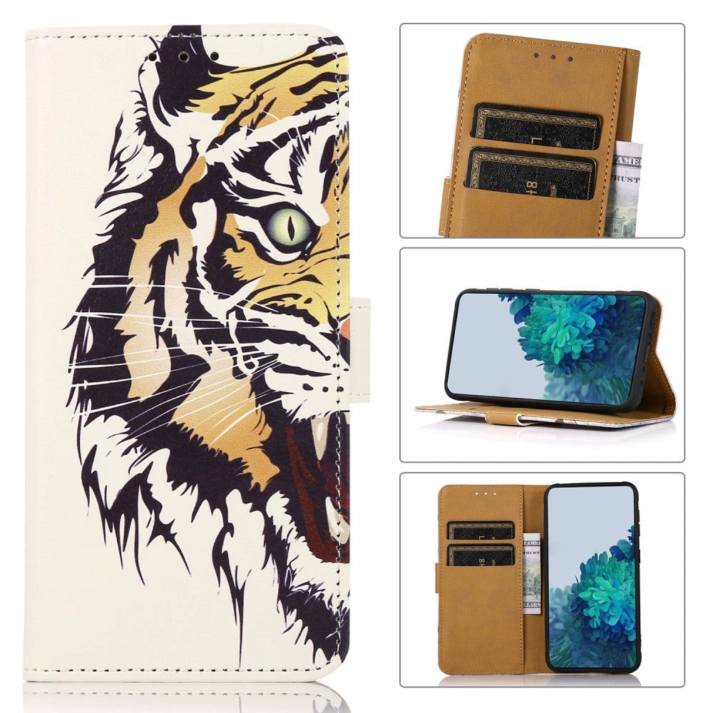 iPhone 15 Læder Flip Cover m. Pung - Tiger