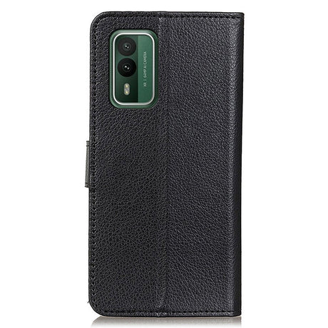 Nokia XR21 Litchi Læder Flip Cover m. Pung - Sort