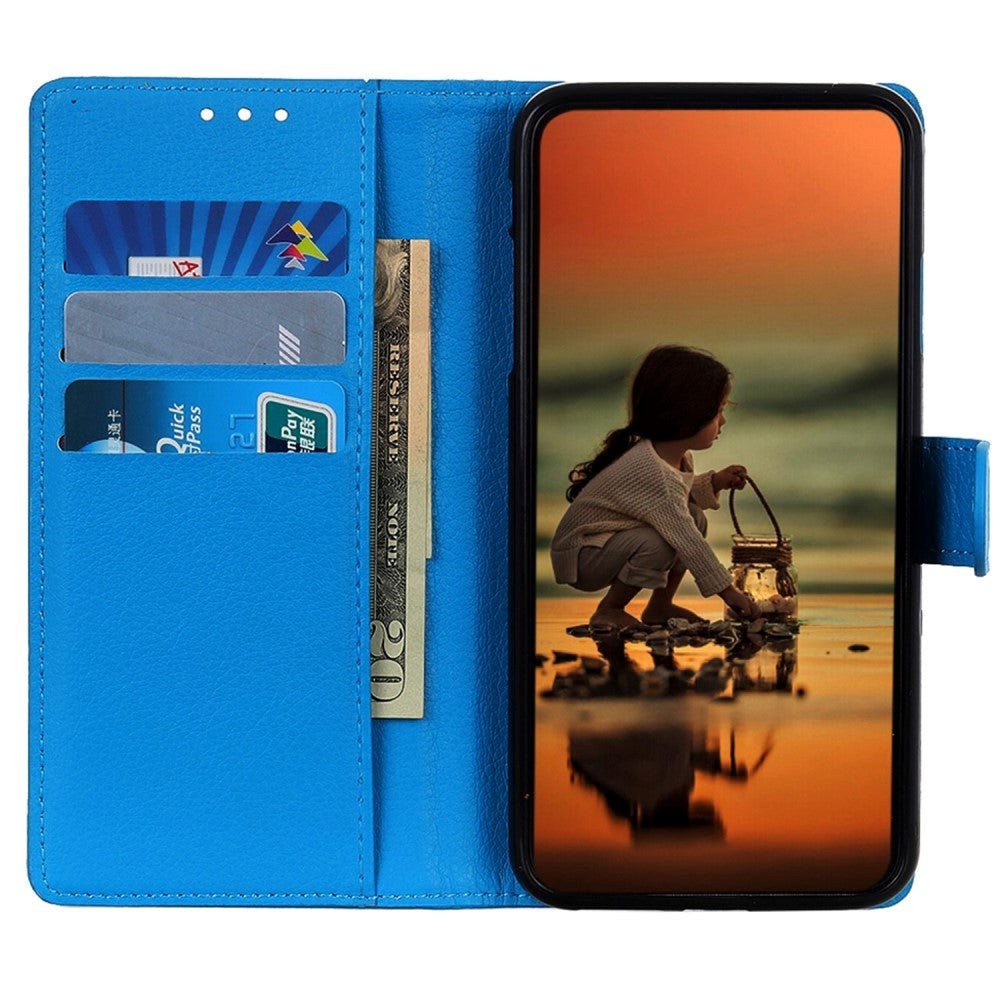 Nokia XR21 Litchi Læder Flip Cover m. Pung - Blå