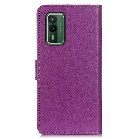 Nokia XR21 Litchi Læder Flip Cover m. Pung - Lilla