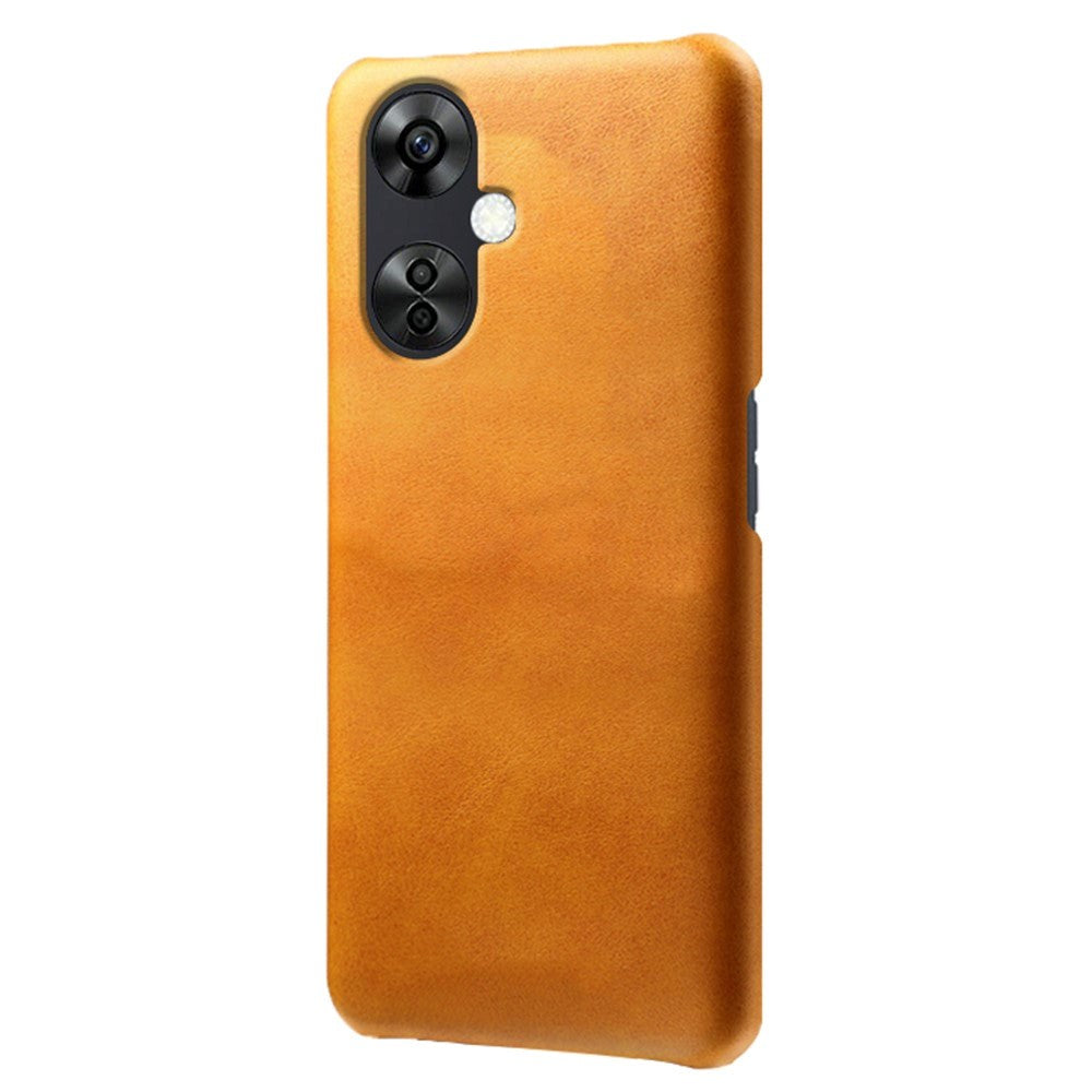 OnePlus Nord CE 3 Lite (5G) Læderbetrukket Plastik Bagside Cover - Lysebrun