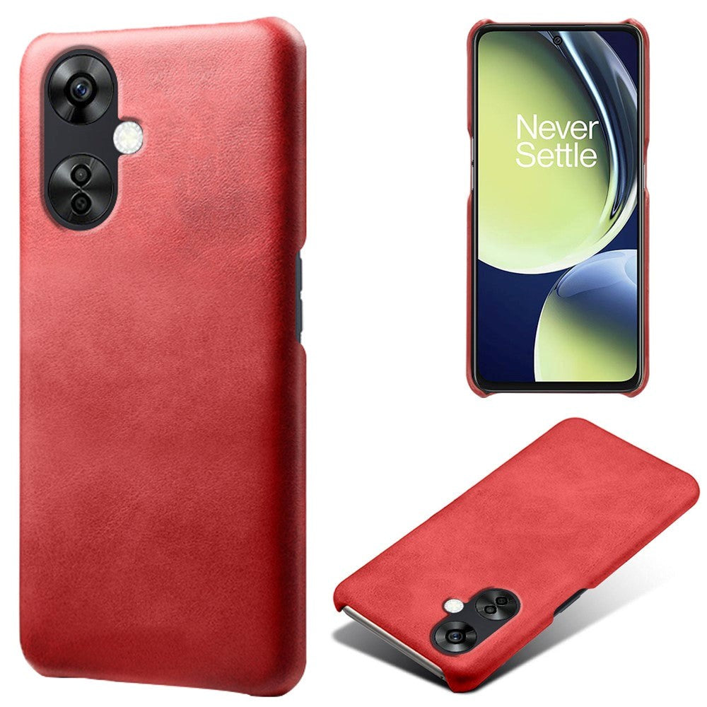 OnePlus Nord CE 3 Lite (5G) Læderbetrukket Plastik Bagside Cover - Rød