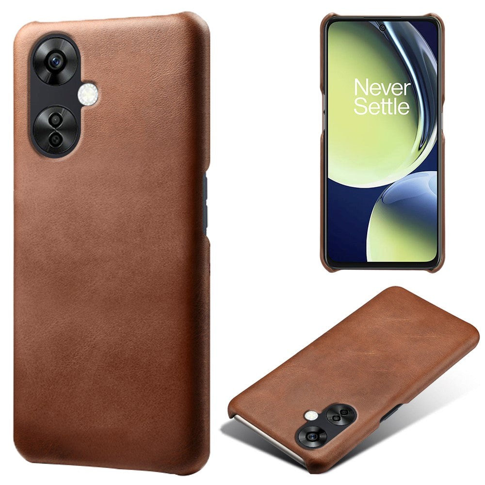 OnePlus Nord CE 3 Lite (5G) Læderbetrukket Plastik Bagside Cover - Brun