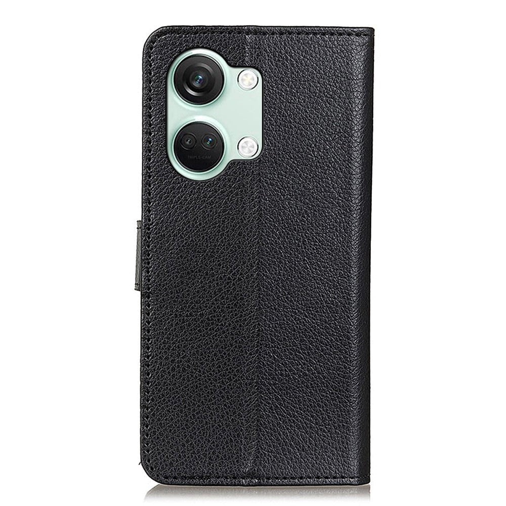 OnePlus Nord 3 (5G) Litchi Læder Flip Cover m. Pung - Sort