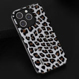 iPhone 15 Pro Max Fleksibelt Plast Bagside Cover - Leopard Mønster - Sølv