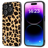 iPhone 15 Pro Max Fleksibelt Plast Bagside Cover - Leopard Mønster - Champagne Guld