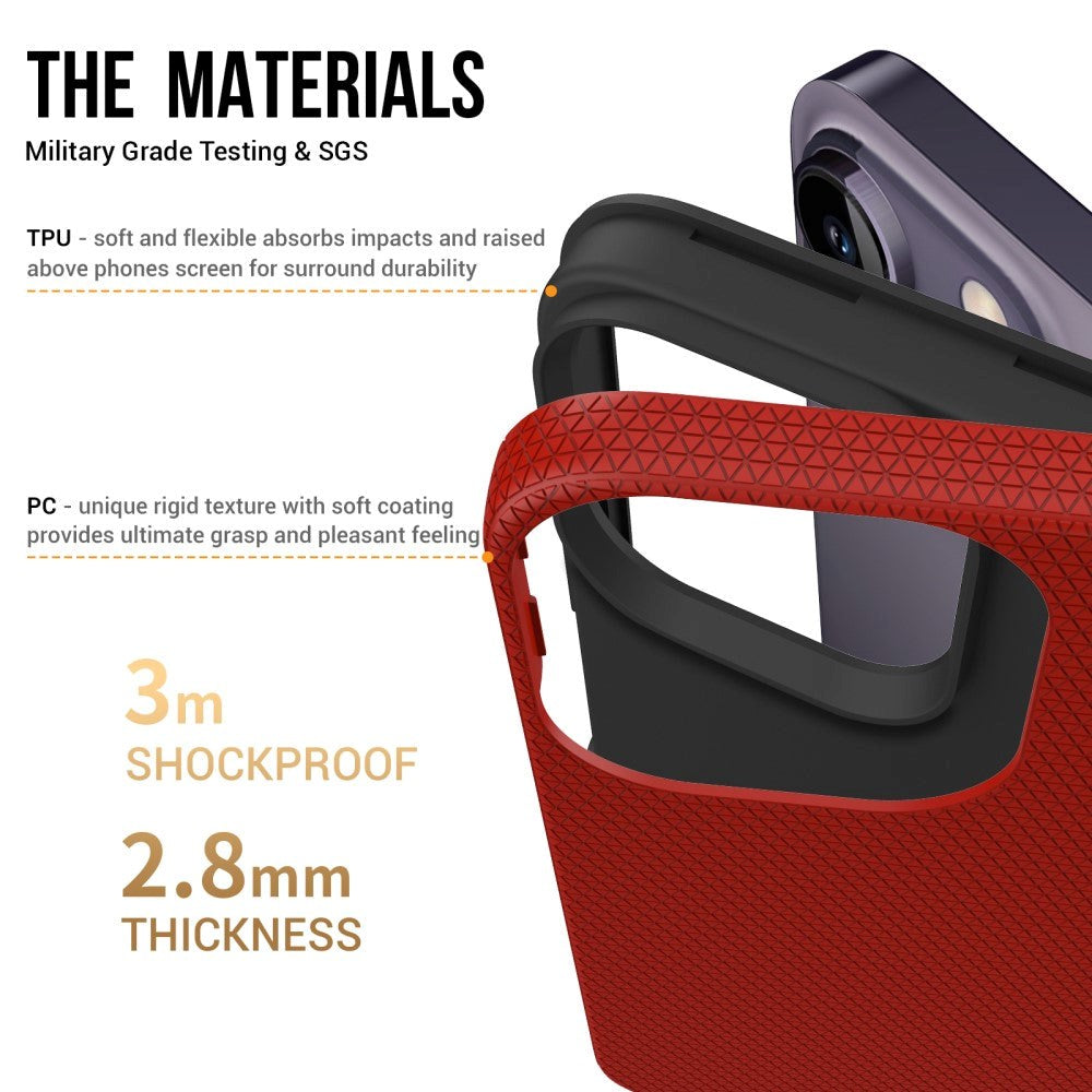 iPhone 15 Pro Max Plastik Håndværker Bagside Cover - Rød