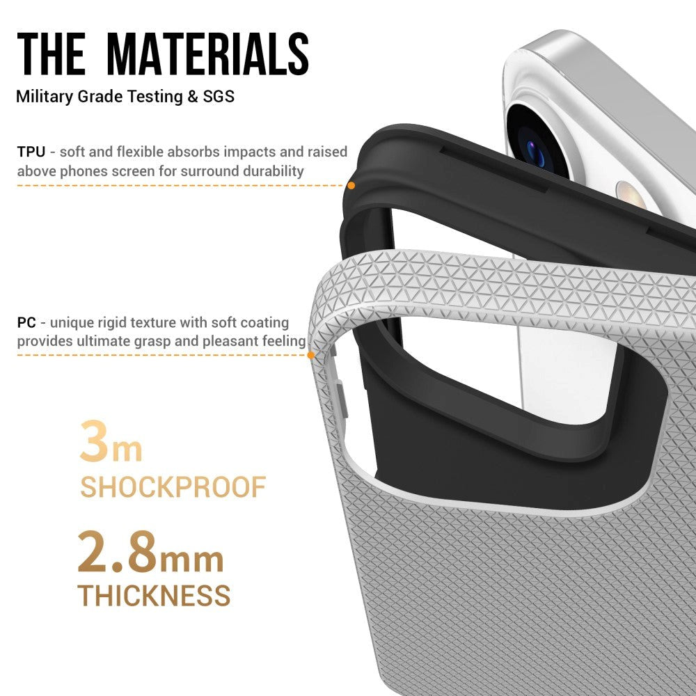 iPhone 15 Pro Max Plastik Håndværker Bagside Cover - Sølv