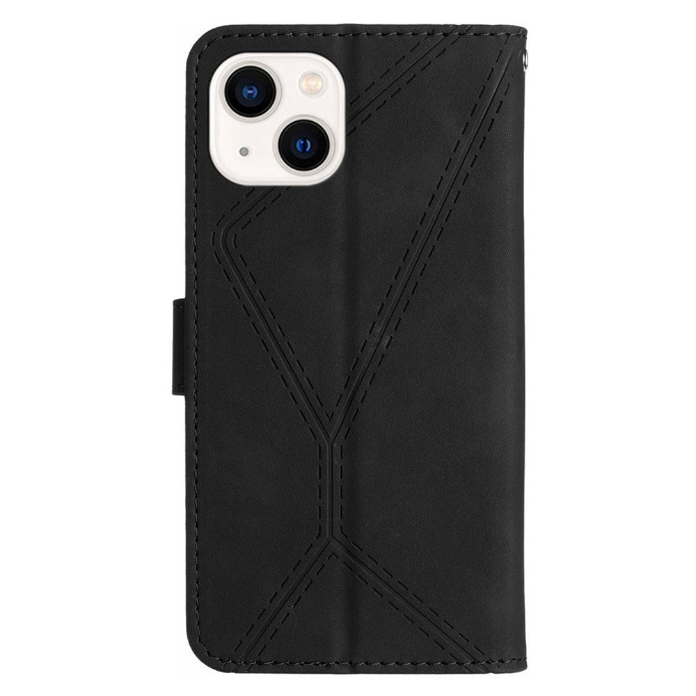 iPhone 15 Læder Flip Cover m. Pung & Strop - Sort