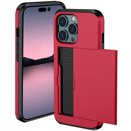 iPhone 15 Pro Max Håndværker Cover m. Kortholder - Rød