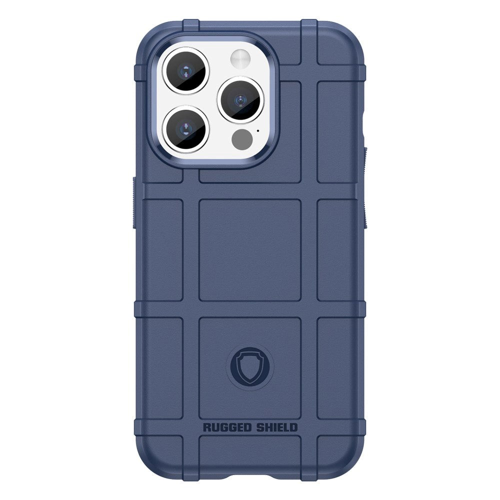 iPhone 15 Pro Rugged Shield Series Håndværker Bagside Cover - Mørkeblå