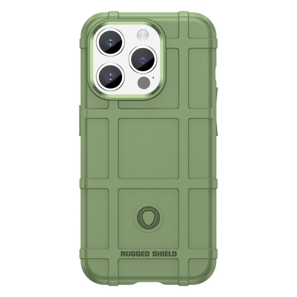 iPhone 15 Pro Rugged Shield Series Håndværker Bagside Cover - Grøn