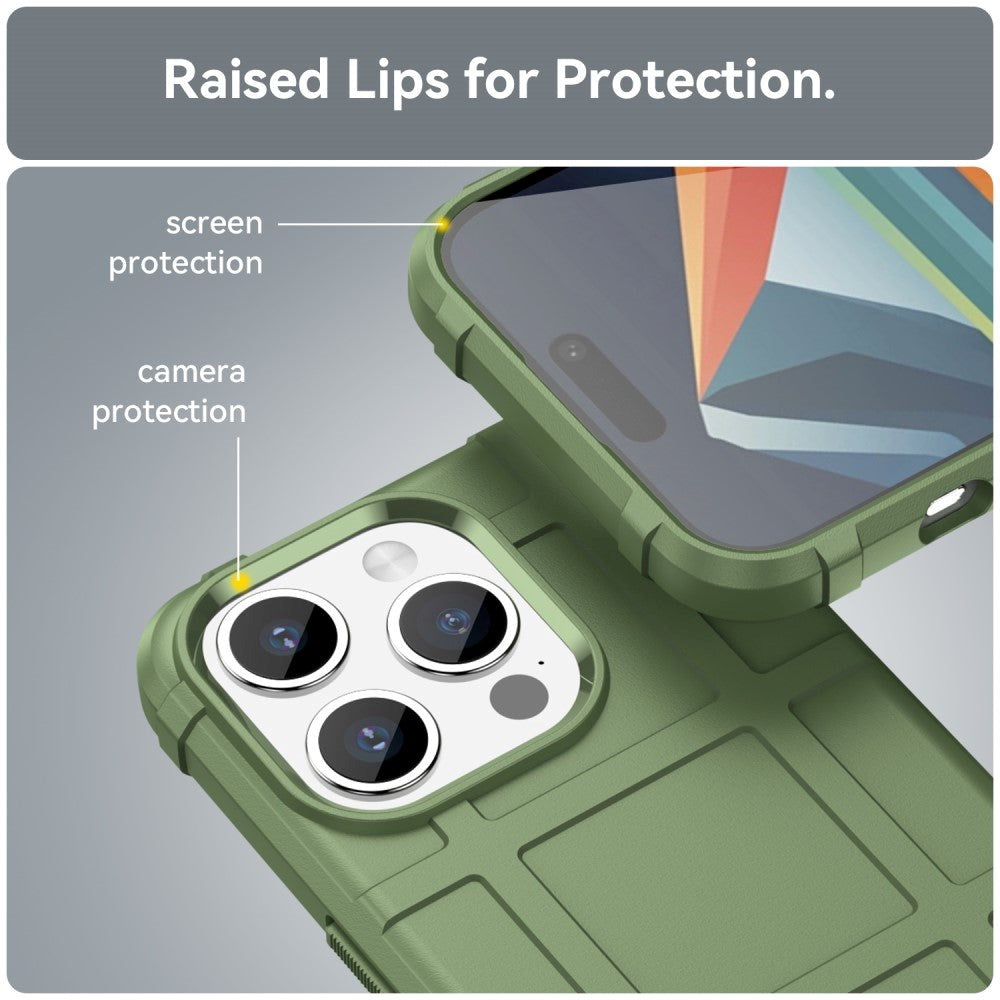 iPhone 15 Pro Rugged Shield Series Håndværker Bagside Cover - Grøn