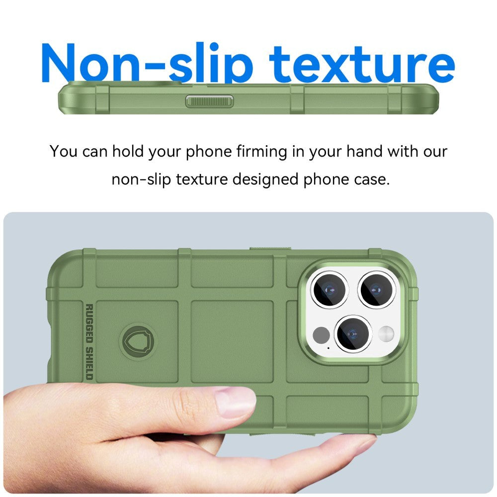 iPhone 15 Pro Max Rugged Shield Series Håndværker Bagside Cover - Grøn