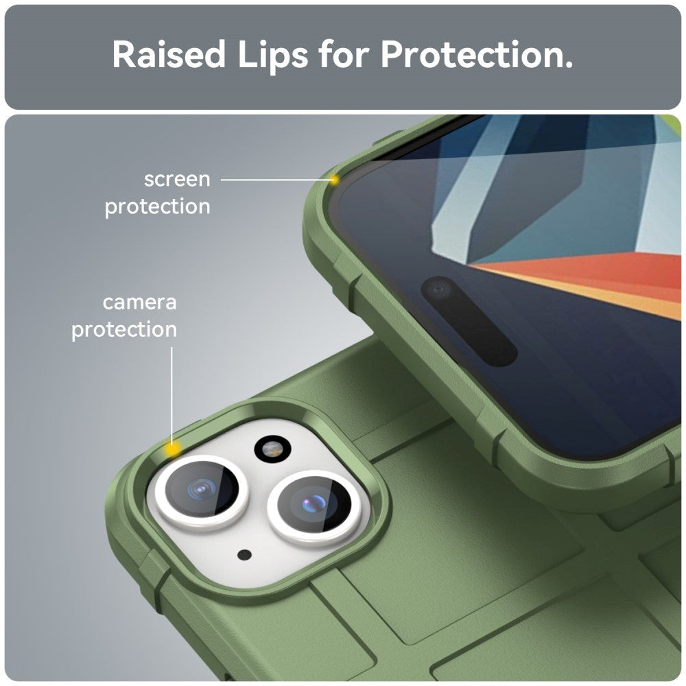 iPhone 15 Plus Rugged Shield Series Håndværker Bagside Cover - Grøn