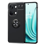 OnePlus Nord 3 (5G) Fleksibelt Bagside Cover m. Magnetisk Ring Kickstand - Sort m. Sort Ring