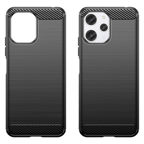 Xiaomi Redmi 12 (4G) / 12 (5G) / Poco M6 Pro (5G) Brushed Carbon Fiber Fleksibelt Plastik Bagside Cover - Sort