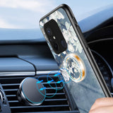 Xiaomi Redmi 12C Plastik Bagside Cover m. Glasbagside & Magnetisk Kickstand / Finger Ring - Blå m. Blomster