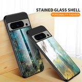 Google Pixel 8 Pro Plastik Bagside Cover m. Glasbagside - Hvid Marmor