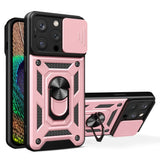 iPhone 15 Pro Håndværker Bagside Cover m. Magnetisk Kickstand & Cam Slider - Rose Gold