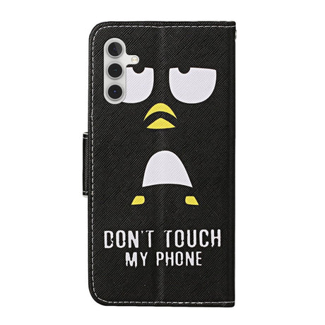 Samsung Galaxy S23 FE Læder Flip Cover m. Strop & Pung - "Don't Touch My Phone"