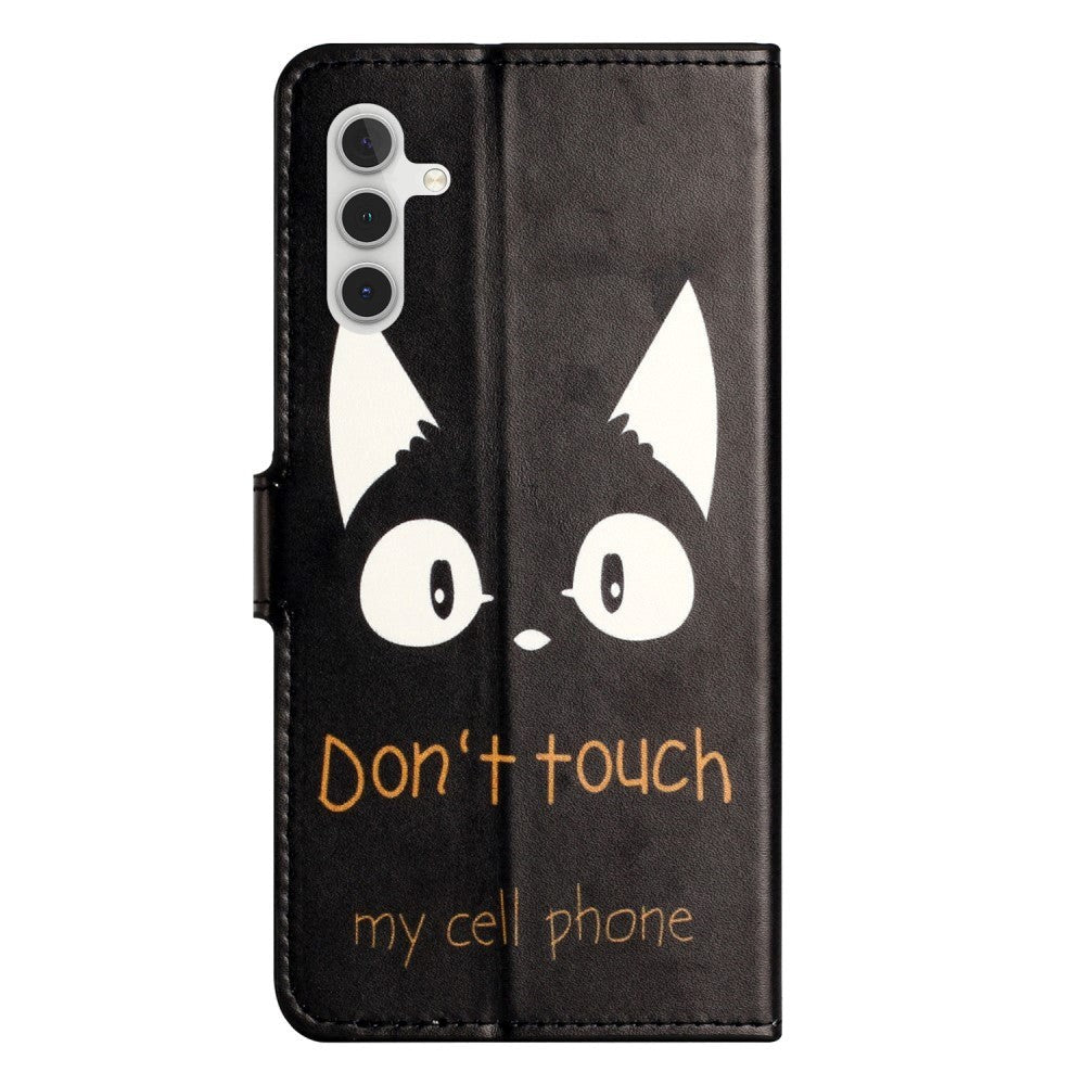 Samsung Galaxy A25 (5G) Læder Flip Cover m. Pung & Ståfunktion - "Don't Touch My Cell Phone"