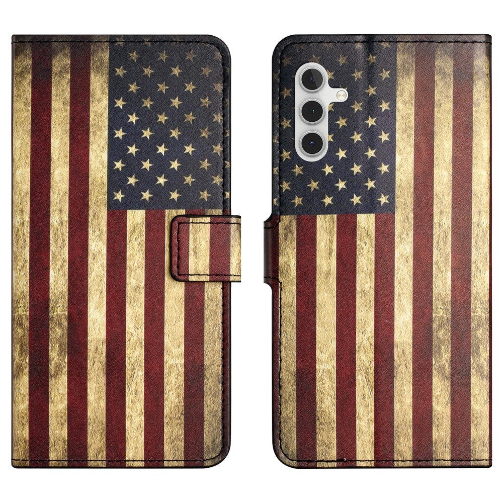 Samsung Galaxy A25 (5G) Læder Flip Cover m. Pung & Ståfunktion - Amerikansk Flag