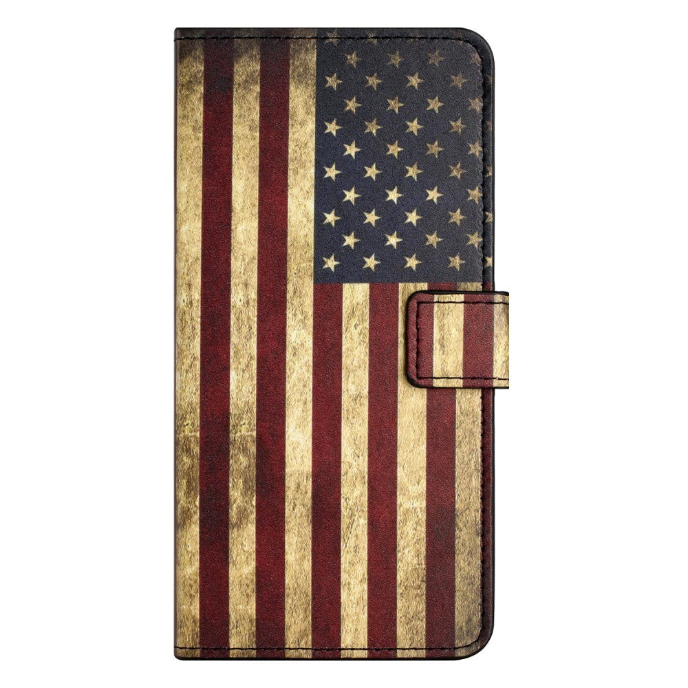 Samsung Galaxy A25 (5G) Læder Flip Cover m. Pung & Ståfunktion - Amerikansk Flag