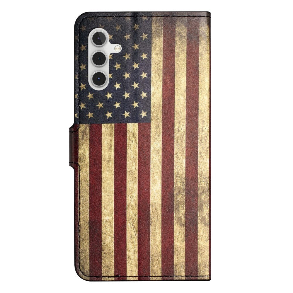 Samsung Galaxy A25 (5G) Læder Flip Cover m. Pung & Ståfunktion - Amerikansk Flag