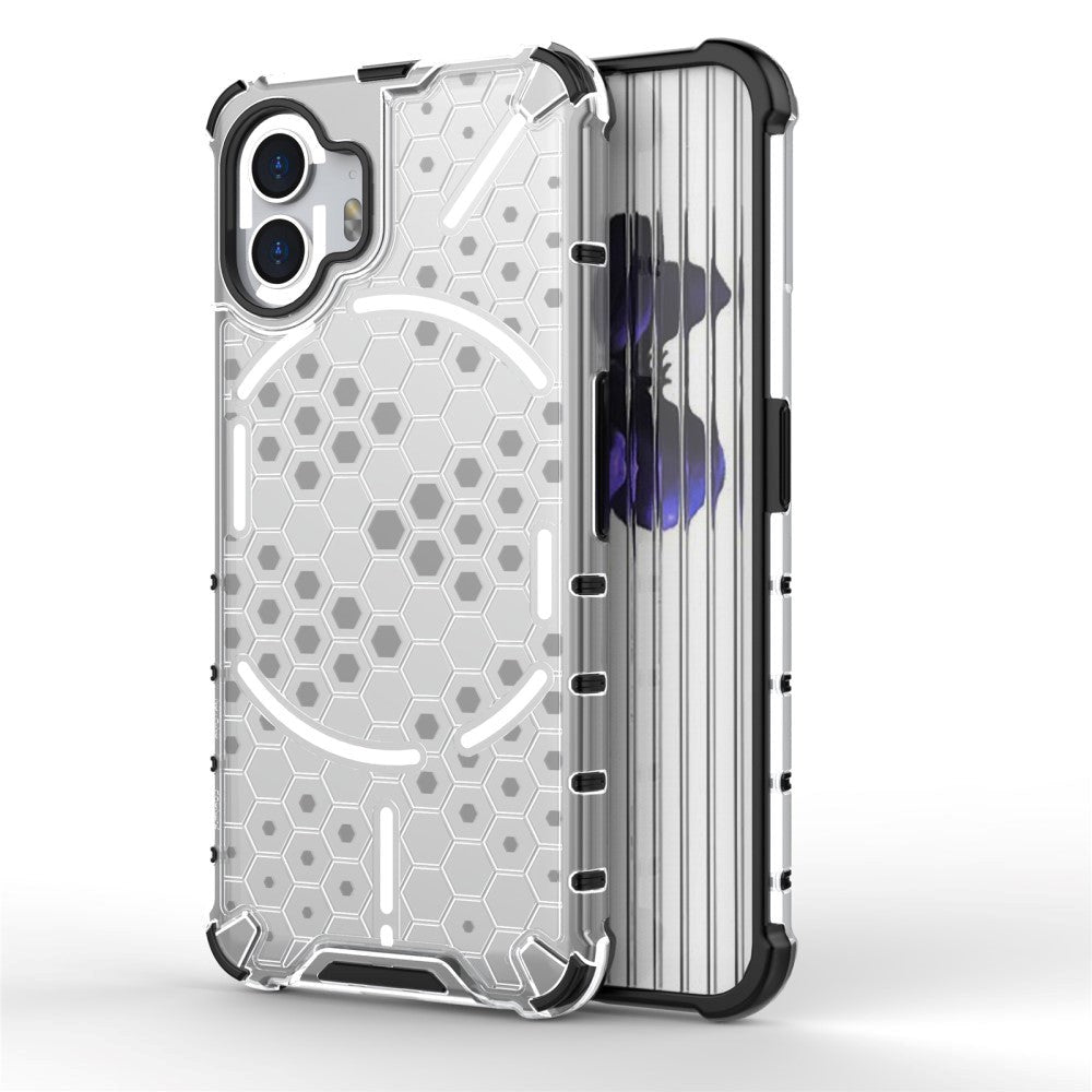 Nothing Phone (2) Honeycomb Pattern Hybrid Bagside Cover - Grå