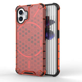 Nothing Phone (2) Honeycomb Pattern Hybrid Bagside Cover - Rød