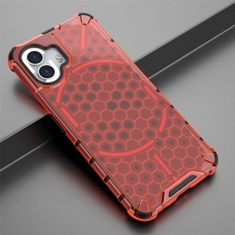 Nothing Phone (2) Honeycomb Pattern Hybrid Bagside Cover - Rød